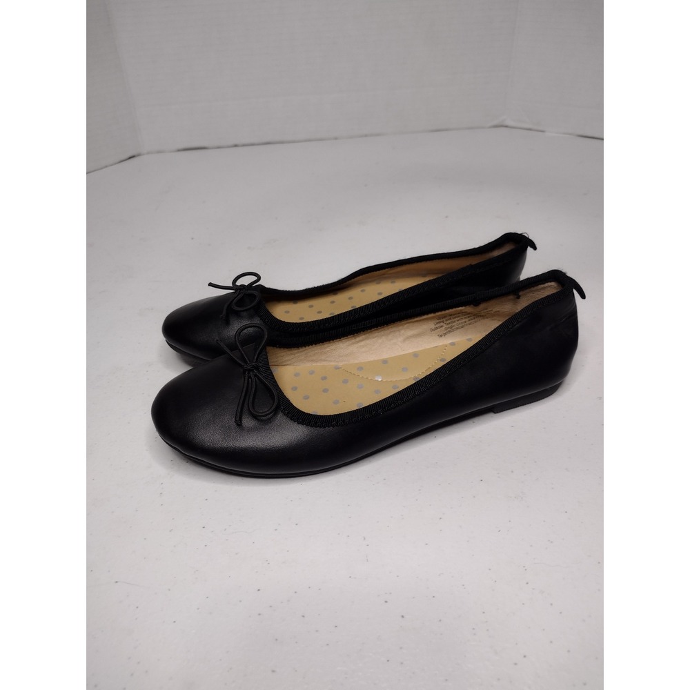 Cat and‎ Jack Girls Black Ballet Flats with Bow Size 2
